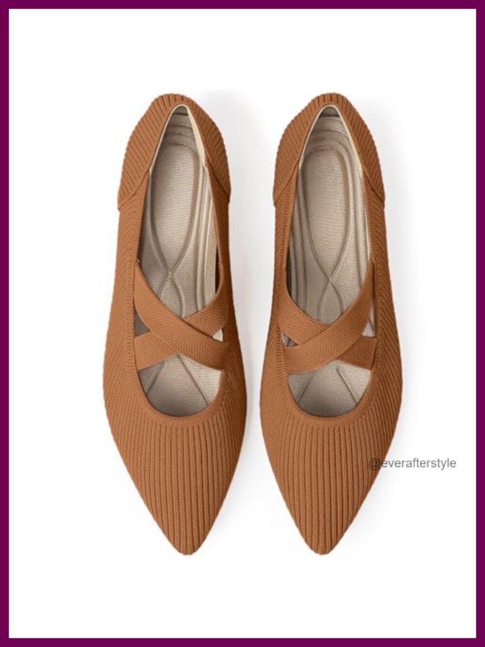 Womens Pointed Toe Knit Mary Jane Ballet Flats Slip-On Comfort Shoes